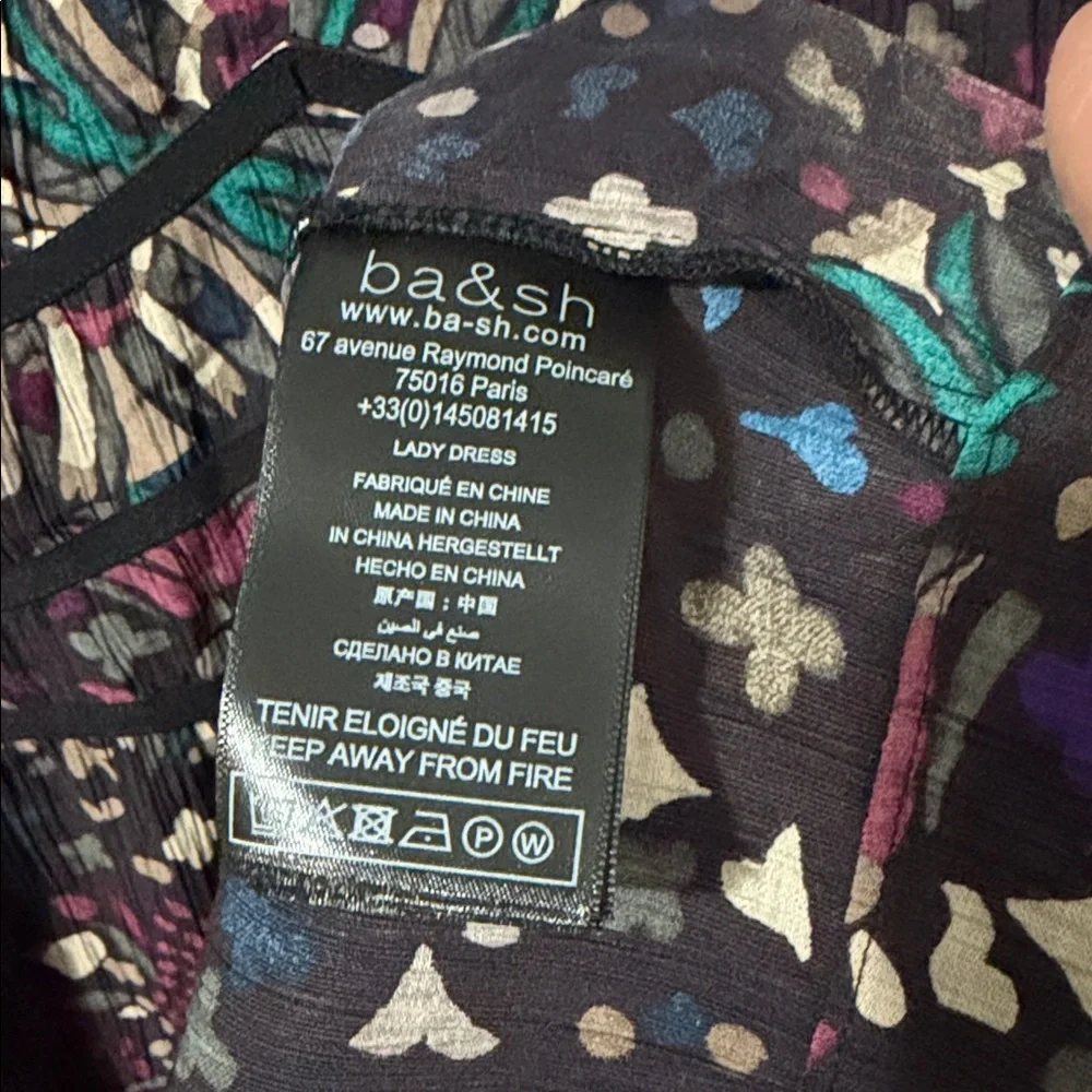 BA&SH Robe Fidji Printed Minidress NWT V neck Short Sleeves Side zip multicolor